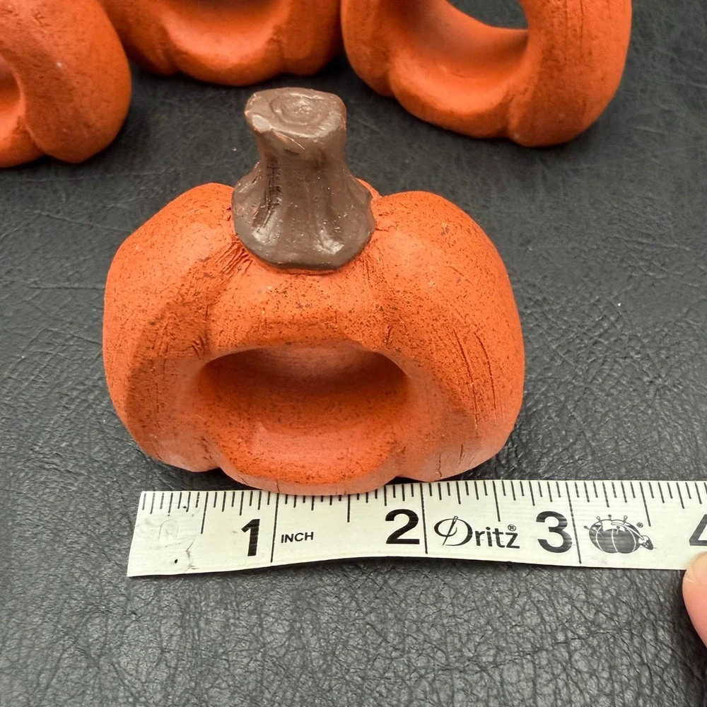 Set of 4 Rustic Orange Pumpkin Napkin Rings Fall Thanksgiving Table Decor Resin